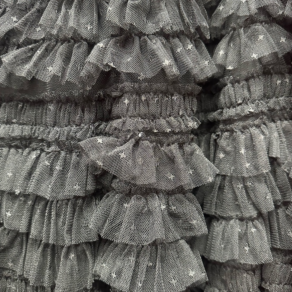 Black Ruffle Cap Sleeve Tiered Midi DressRegular price$398 USD - Picture 12 of 12